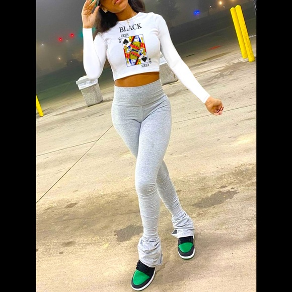 💋♠️ BLACK QUEEN ♠️ Of Spades Crop Long Sleeve Shirt - Picture 2 of 2